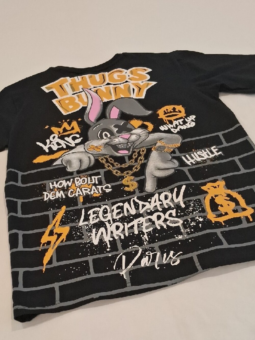 Thugs Bunny Graphic Short Sleeve Trip City Streetwear Tee - Black